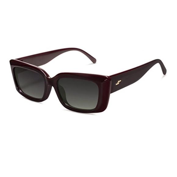 New 90's Red Trendy Rectangular Sunglasses Women / Men Retro Shades - Picture 4 of 4